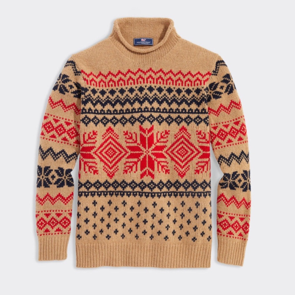 Vineyard Vines Men’s Chunky Snowflake Rollneck Sweater NWT xxl